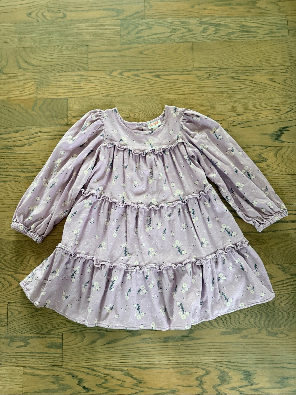 Girl’s Cat and Jack Lilac Floral Tiered Long Sleeve Dress